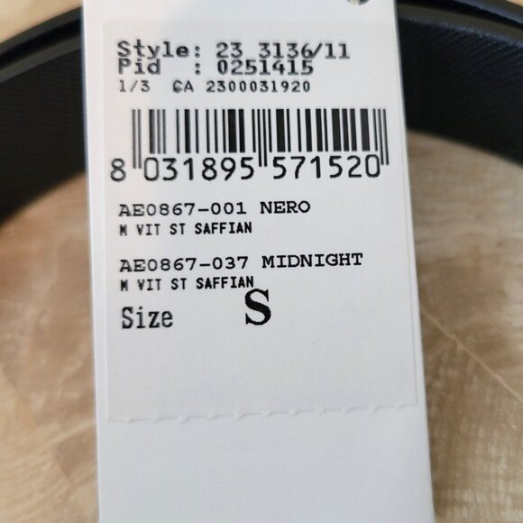 Salvatore Ferragamo “Double Gancini” Saffiano-Leather Belt NWT, Size S (26-28”)